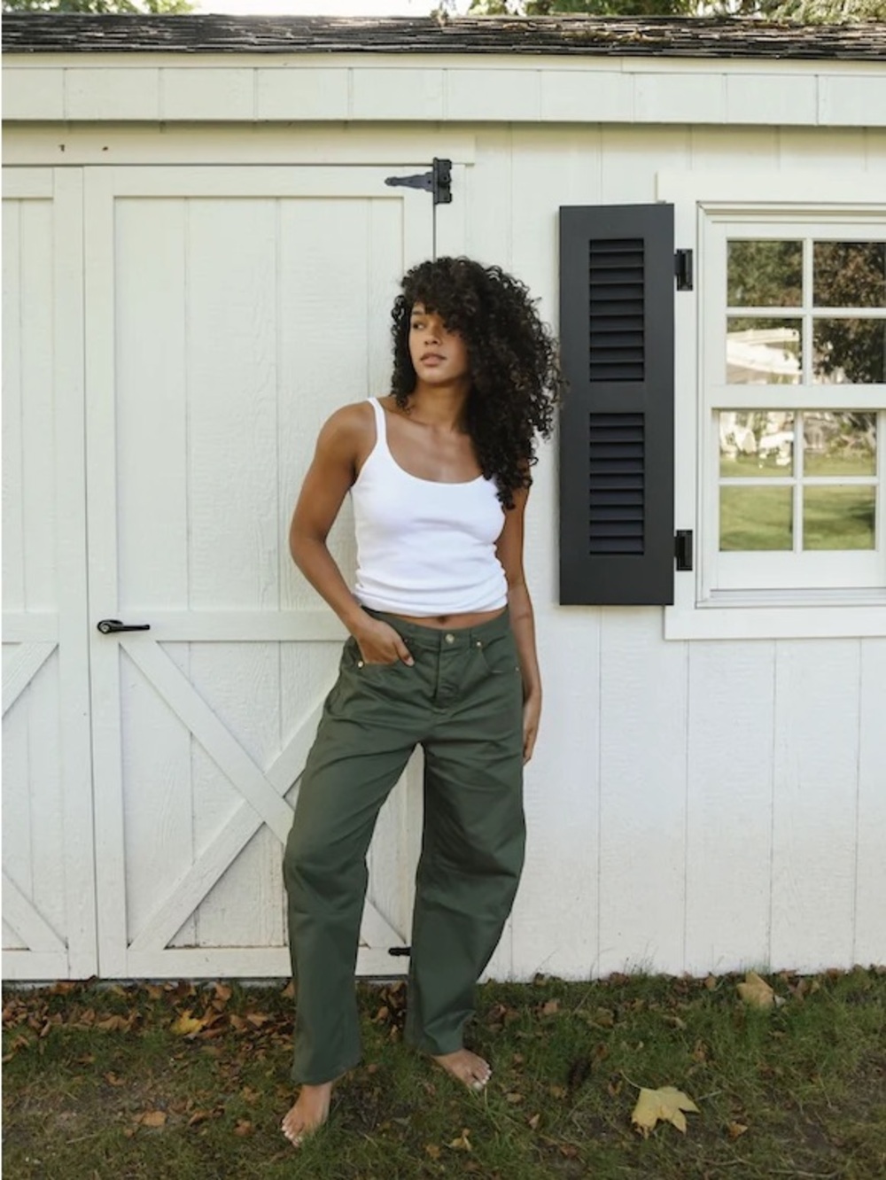 Parke Cotton Twill Horseshoe Barrel Leg Pants Army Green Size 27